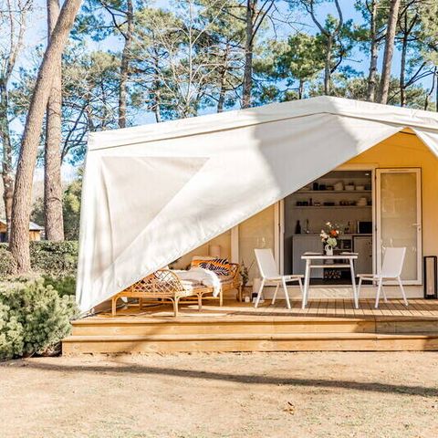 BUNGALOW DE LONA 4 personas - Coco Sweet | 2 Dormitorios | 4 Pers | Terraza elevada | Sin baño | Aire acondicionado