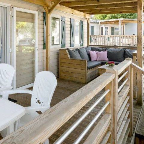 Stacaravan 6 personen - Stacaravan | Premium | 3 slaapkamers | 6 personen | Terras met zithoek | Airco