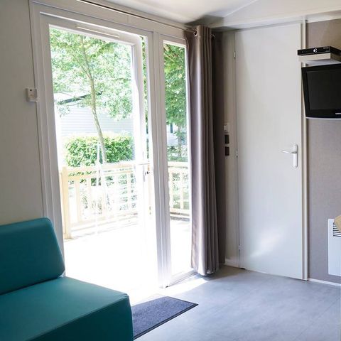 Mobilheim 4 Personen - Comfort | 2 Schlafz. | 4 Pers. | Erhöhte, nicht überdachte Terrasse | Klimaanlage | TV