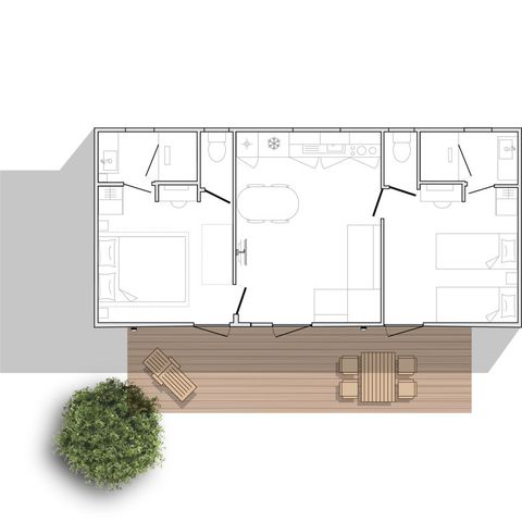 BUNGALOW 4 personnes - Corbara - 2 chambres - 2 salles de bain