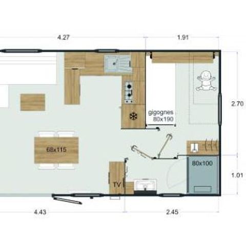 BUNGALOW 4 personnes - Ile Rousse - 2 chambres