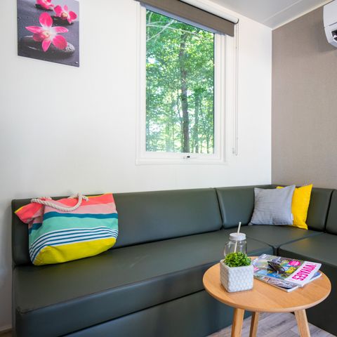 Mobilheim 5 personen - Premium Exclusive | 2 Zi. | 5 Pers. | Erhöhte Terrasse | 2 Bad | Klimaanlage | TV