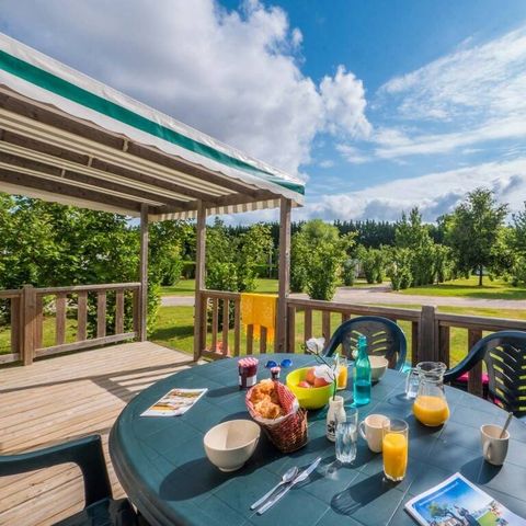 Bungalow 6 Personen - Mobilheim | Classic | 3 Schlafz. | 6 Pers. | Erhöhte Terrasse