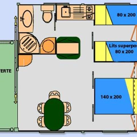 Chalet 5 personen - Confort 20 Gitotel Samoa 25m² - 2 kamers
