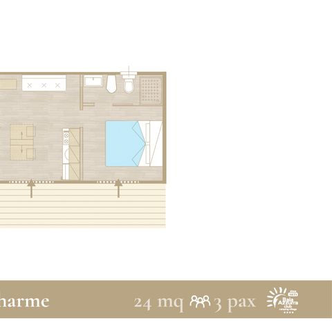 Bungalow 3 Personen - Hainbuche L