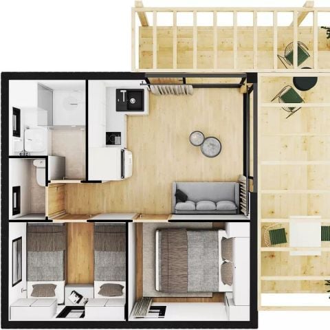 Bungalow 4 personen -  Lodge 3 kamers 4 personen Airconditioning + TV