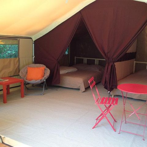 Canvas and wooden tent 6 persons - Tent Safari Cabanon