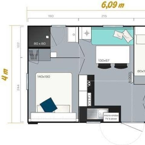 Stacaravan 4 personen - Comfortabele cottage met 2 slaapkamers - Air-conditioning