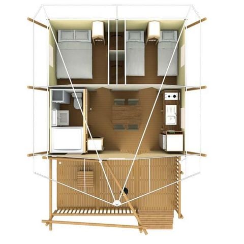 Tente en toile et en bois 5 personnes - Jungle Lodge
