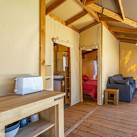 Tente en toile et en bois 5 personnes - Ecolodge Cotton Nature