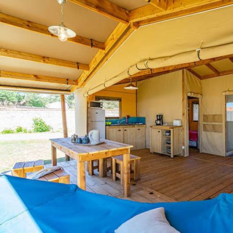 Tente en toile et en bois 5 personnes - Ecolodge Cotton Nature