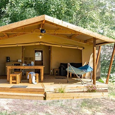 Tente en toile et en bois 5 personnes - Ecolodge Cotton Nature