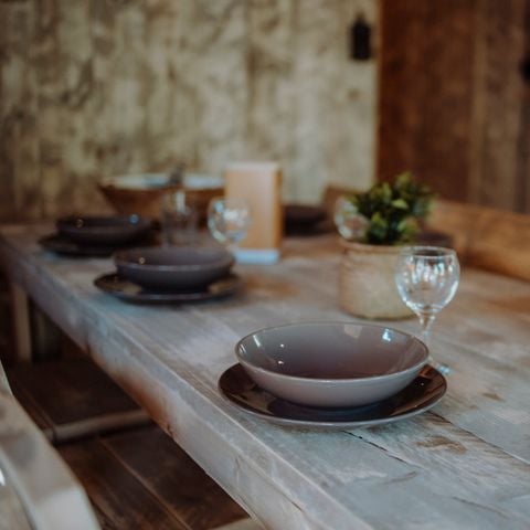 TENTE TOILE ET BOIS 5 personnes - Tente Wood Prestige Plus 5pers 2ch 1SDB 38m²