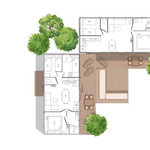 Stacaravan 10 personen - Sunelia Luxe 65m² 5 kamers - Air-conditioning