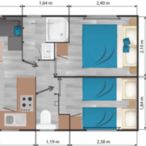 Stacaravan 4 personen - Comfort - 2 CH