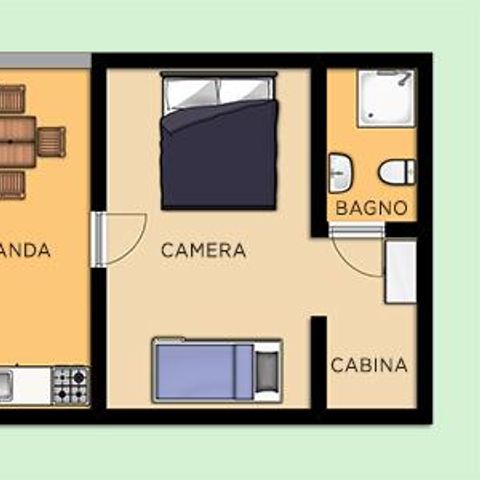 Bungalow 4 Personen - aus Holz 2+2 22 m²