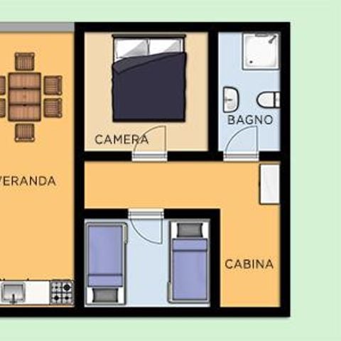 Bungalow 6 persons - Wooden 4+2 42 sqm