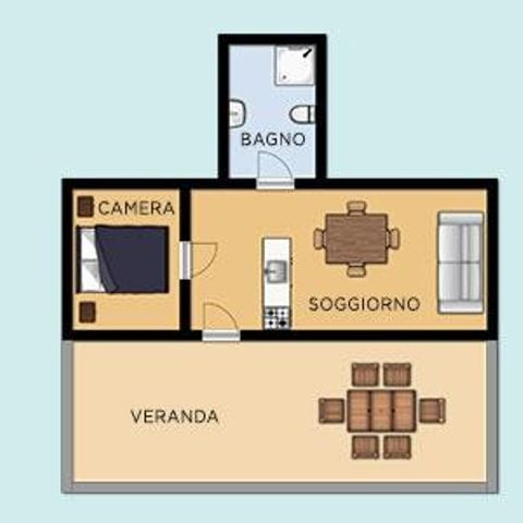 BUNGALOW 4 personnes - en brique 2+2