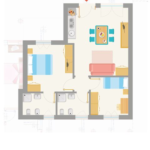 Wohnung 6 personen - TRILOCALE COMFORT (mit privater Terrasse)