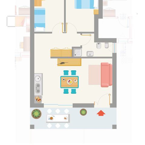 Wohnung 6 personen - TRILOCALE COMFORT (mit privater Terrasse)