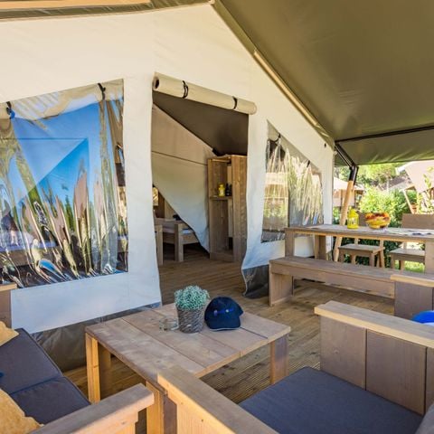 TENTE TOILE ET BOIS 4 personnes - Stella Maris - Tente Safari Confort + climatisation