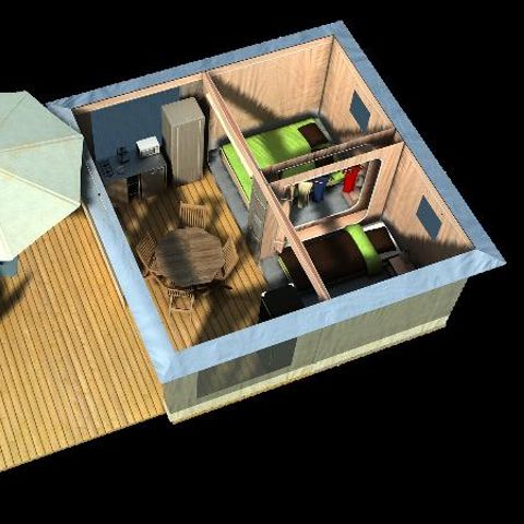Glamping tent 4 persons - CARIBBEAN 20m² 2 bedrooms (Saturday to Saturday)