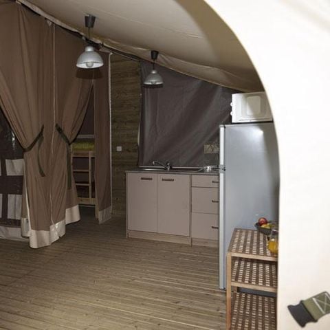 Tente en toile et en bois 5 personnes - Lodge NIAGARA 40m² avec Salle de bain