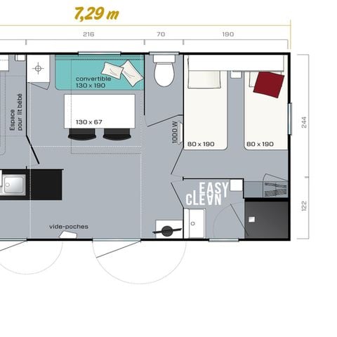 MOBILHOME 4 personas - Premium 2 Dormitorios