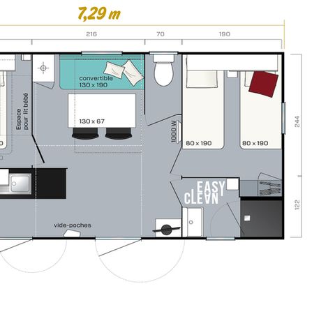 Mobilhome 4 personas - Premium 2 Dormitorios