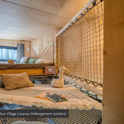 Accommodatie 4 personen - 2-slaapkamer mezzanine Tiny House met uitzicht op de rivier voor 4 personen