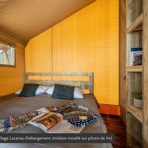 Canvas and wooden tent 5 persons - Lodge Nature sur pilotis 5 pers.