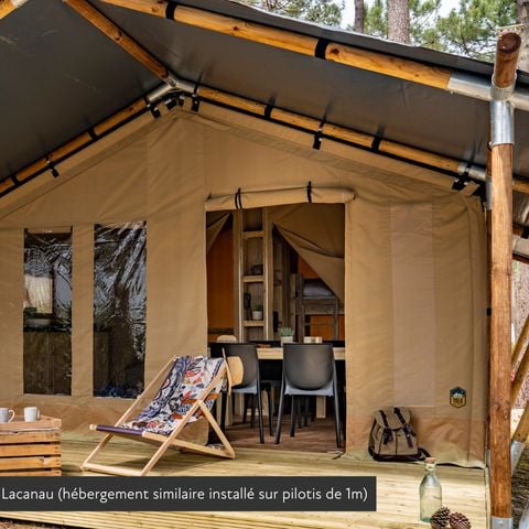 Tente en toile et en bois 5 personnes - Tente Lodge Insolite 2ch