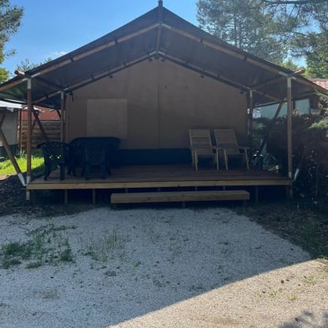 TIENDA DE LONA Y MADERA 6 personas - Safari (con aseo)