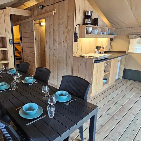 TENDA IN TELA E LEGNO 6 persone - Campeggio Luna del Monte - Tenda Safari 6 persone con servizi igienici inclusi