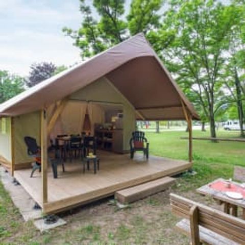 TENDA IN TELA E LEGNO 5 persone - Legno 5p 2bed ** Tenda