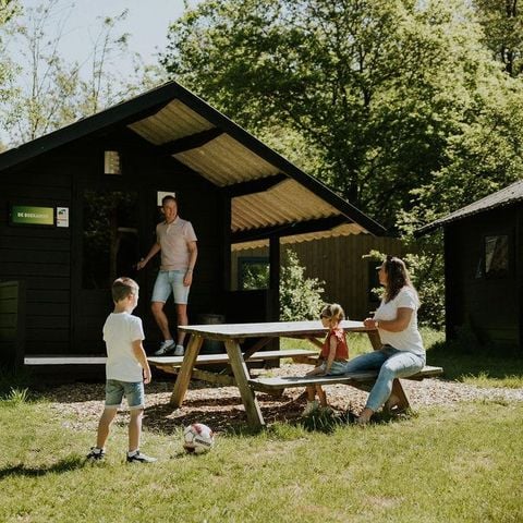 Tente en toile et en bois 4 personnes - Cabane en rondins | 4 personnes