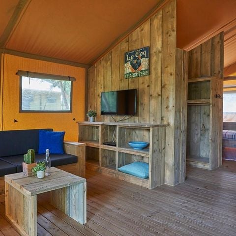 Tente en toile et en bois 5 personnes - Tente Glamping Safari - 2 chambres - 5*