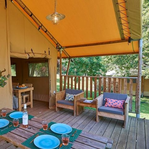 Tente en toile et en bois 5 personnes - Tente Glamping Safari - 2 chambres - 5*