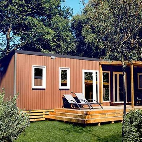 BUNGALOW 6 personnes - Mobil-home | Ultimate | 3 Ch. | 6 Pers. | Terrasse surélevée | 2 SDB | Clim. | TV