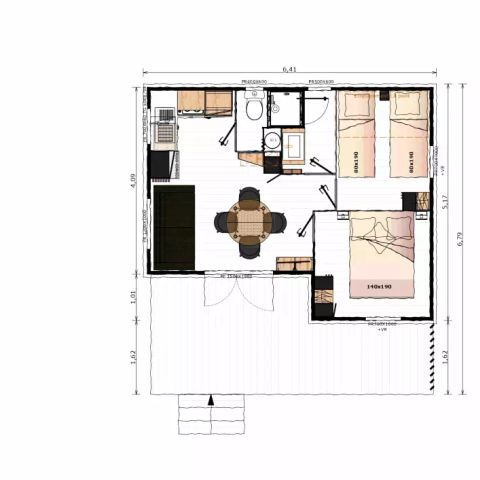 CHALET 6 persone - Cannella 3 pezzi