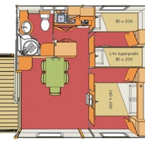 CHALET 5 personas - Chalet de 2 dormitorios + terraza cubierta