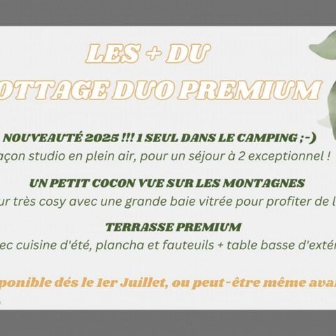 MOBILHOME 2 personas - Cottage DUO PREMIUM Clim 2 pers 1 Sdb