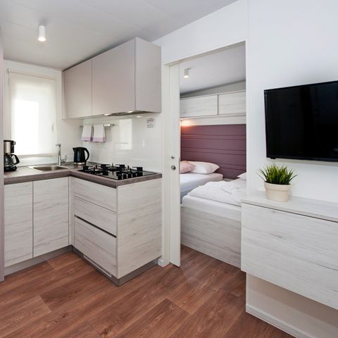 BUNGALOW 6 personnes - Comfort XL | 3 Ch. | 6 Pers. | Terrasse surélevée | 2 SDB | Clim. | TV