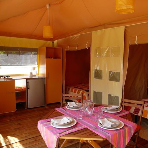 Bungalowtent 5 personen - Bungalow Toilé Malediven STANDAARD 26m² 2 kamers + overdekt terras 13m² / zonder sanitair - PMR