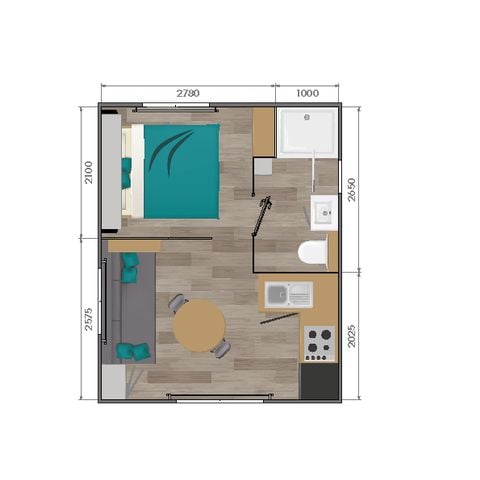 Stacaravan 2 personen - Stacaravan STANDARD 20m² 1 kamer - terras