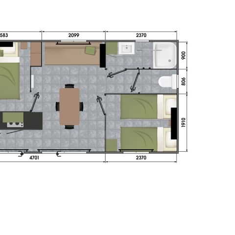 CASA MOBILE 4 persone - COMFORT Casa mobile 28m² 2 camere da letto con terrazza coperta