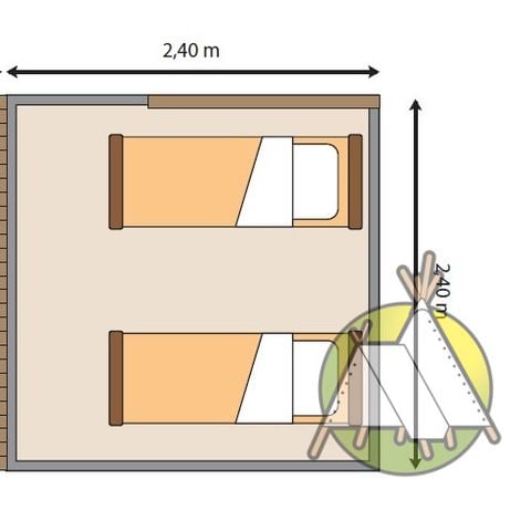 TIENDA DE CAMPAÑA 2 personas - Tienda de campaña Lodge Rando sobre pilotes, 5,7 m² 1 dormitorio con terraza (sin instalaciones sanitarias) y cocina