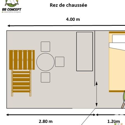 TENTE TOILE ET BOIS 3 personnes - Tente Bivouac 11m² 1chambre - sans sanitaire