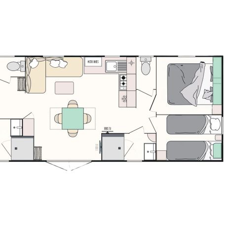 Mobilheim 8 Personen - Cottage Rosa 8 pers 4 Schlafz. 2 Bad ****