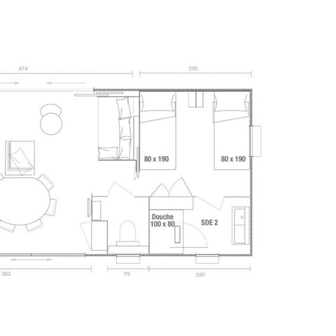 Mobilheim 4 personen - Cottage Tulipe 4 pers 2 Schlafz. 2 Bäder Premium